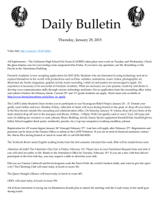 Daily Bulletin  Thursday, January 29, 2015