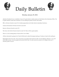 Daily Bulletin  Monday, January 25, 2016