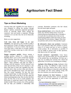 Agritourism Fact Sheet  Tips on Direct Marketing