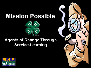 Mission Possible Agents of Change Through Service-Learning