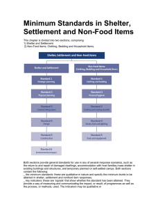 Minimum Standards in Shelter, Settlement and Non-Food Items