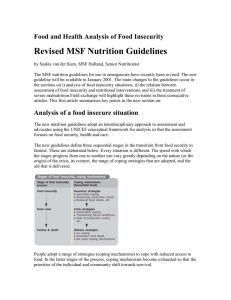 Revised MSF Nutrition Guidelines Food and Health Analysis of Food Insecurity