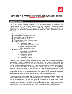 ESRC DTC PHD PARTNERSHIP EXCHANGE BURSARIES 2015/16 GUIDANCE NOTES  Bursary Information