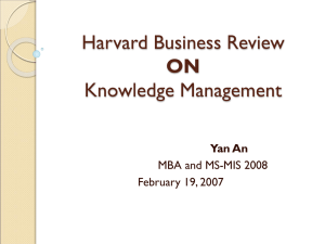 Harvard Business Review Knowledge Management ON Yan An