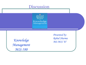 Discussion Knowledge Management MIS-580
