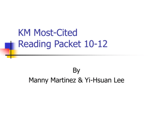 KM Most-Cited Reading Packet 10-12 By Manny Martinez &amp; Yi-Hsuan Lee