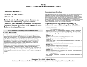 MVHS FA4014-COURSE INFORMATION SHEET-FA4014  Course Title: Japanese AP
