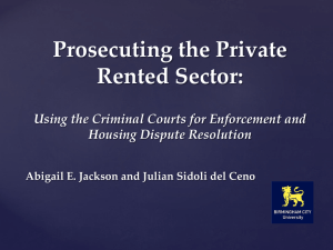 Prosecuting the Private Rented Sector: Using the Criminal Courts for Enforcement and