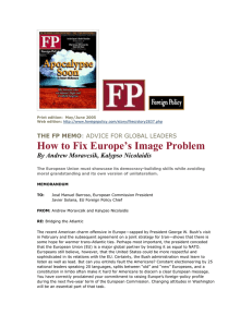 How to Fix Europe’s Image Problem  By Andrew Moravcsik, Kalypso Nicolaidis