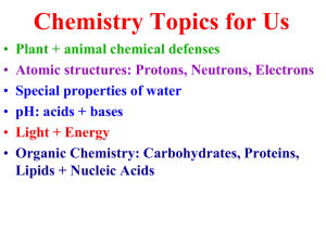 Chemistry Topics for Us Plant + animal chemical defenses