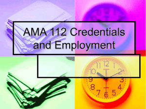 AMA 112 Credentials and Employment
