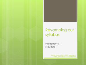 Revamping our syllabus Pedagogy 101 May 2015