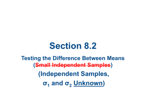 Section 8.2 (Independent Samples, σ and