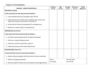 Analysis of a Text Grading Rubric Excellent High Average