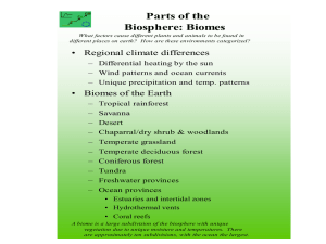 Parts of the Biosphere: Biomes