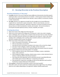 #1 – Develop Diversity in the Position Description