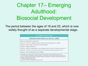 – Emerging Chapter 17 Adulthood: Biosocial Development