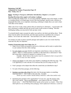Beginnings, Fall 2007 Assignment for Seminar Preparation Paper #5 Teaching to Transgress