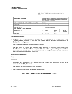 Payment Bond  Cover Sheet and Instructions