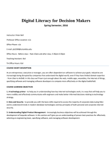 Digital Literacy for Decision Makers  Spring Semester, 2016