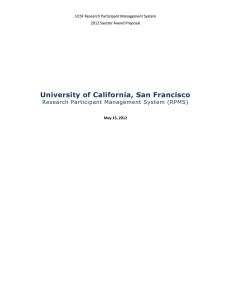 University of California, San Francisco Research Participant Management System (RPMS)