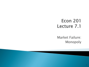 Market Failure: Monopoly 1