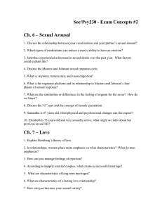 Soc/Psy230 - Exam Concepts #2 Ch. 6 – Sexual Arousal