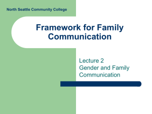 Framework for Family Communication Lecture 2 Gender and Family
