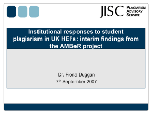 Institutional responses to student plagiarism in UK HEI’s: interim findings from