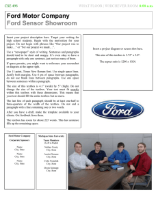 Ford Motor Company  Ford Sensor Showroom CSE 498