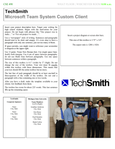 TechSmith  Microsoft Team System Custom Client CSE 498