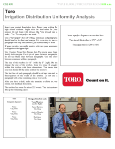 Toro  Irrigation Distribution Uniformity Analysis CSE 498