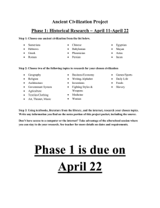 Ancient Civilization Project Phase 1: Historical Research ~ April 11-April 22