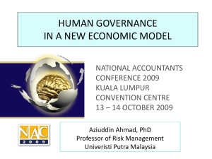 HUMAN GOVERNANCE IN A NEW ECONOMIC MODEL NATIONAL ACCOUNTANTS CONFERENCE 2009