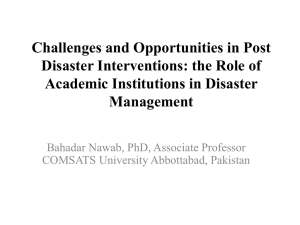 Challenges and Opportunities in Post Disaster Interventions: the Role of