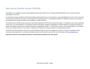 Data Security Checklist (Version 2/8/2016)