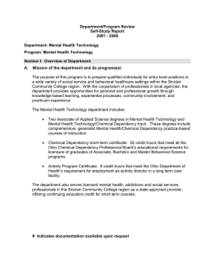 Department/Program Review Self-Study Report 2007 - 2008 Department: Mental Health Technology