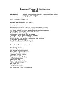 Department/Program Review Summary 2006-07  History, Humanities, Philosophy, Political Science, Modern
