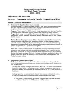 Department/Program Review Self-Study Report Template — 2010 2009