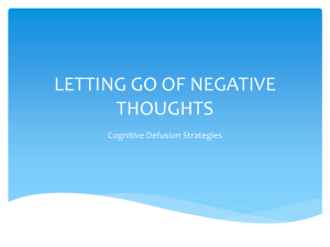 LETTING GO OF NEGATIVE THOUGHTS Cognitive Defusion Strategies
