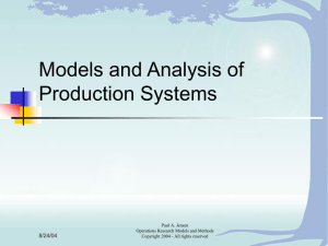 Models and Analysis of Production Systems 8/24/04 Paul A. Jensen