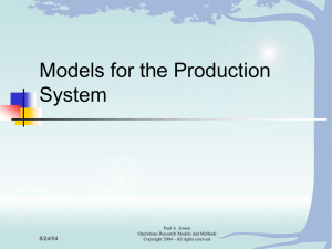 Models for the Production System 8/24/04 Paul A. Jensen