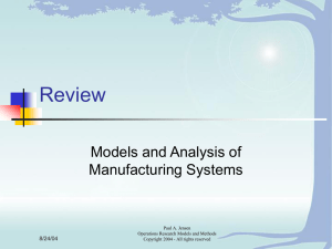 Review Models and Analysis of Manufacturing Systems 8/24/04