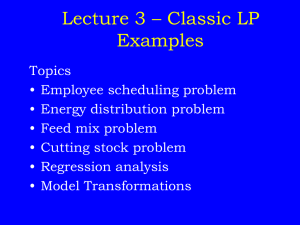 Lecture 3 – Classic LP Examples