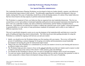 Leadership Performance Planning Worksheet for New Special Education Administrators