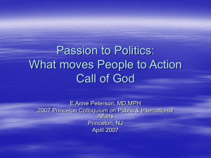 Passion to Politics: What moves People to Action Call of God