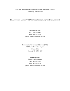 Student Intern Liaison/P2 Database Management/On-Site Assessment Internship Final Report