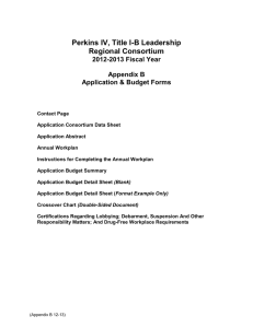 Perkins IV, Title I-B Leadership Regional Consortium 2012-2013 Fiscal Year