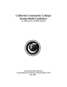 California Community Colleges Design-Build Guidelines (as authorized by AB 1000, Simitian)