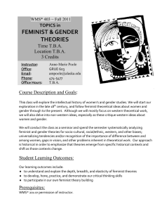 FEMINIST &amp; GENDER THEORIES TOPICS in Time T.B.A.